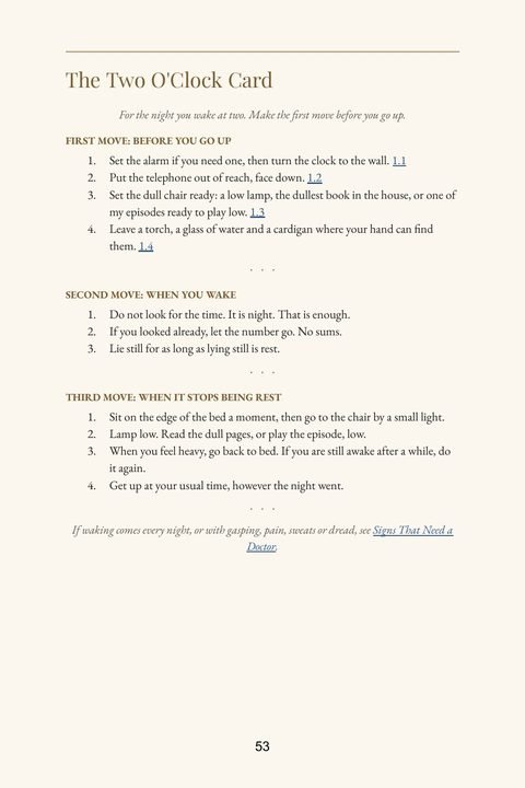 The Two O'Clock Card page of the book